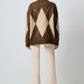 Maglione in maglia a rombi marrone