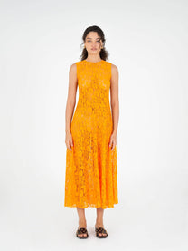Abito midi in pizzo arancione Loki