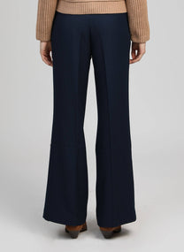 Pantaloni navy a gamba dritta con vita elasticizzata