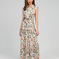 Abito lungo Felicity ecru a fantasia floreale