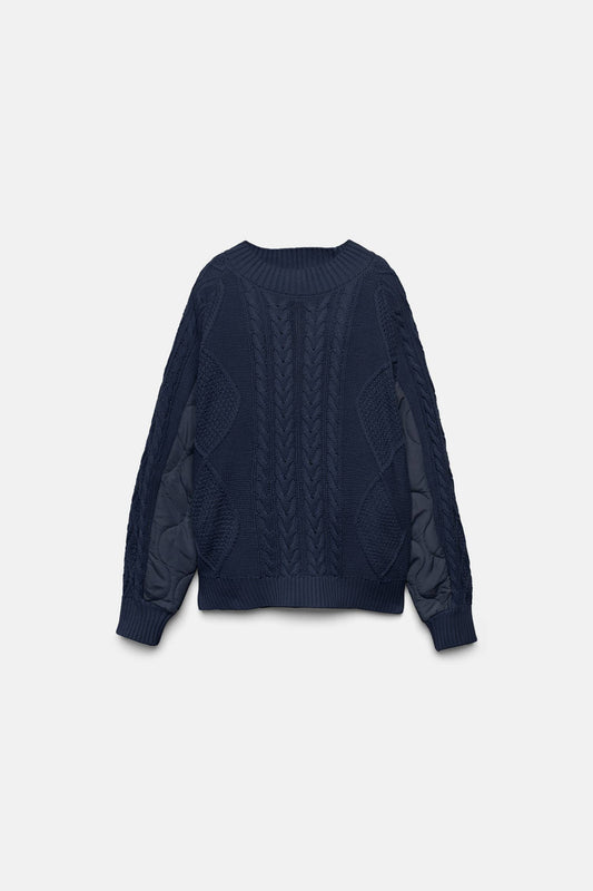 Maglione a maglia strutturata con retro imbottito