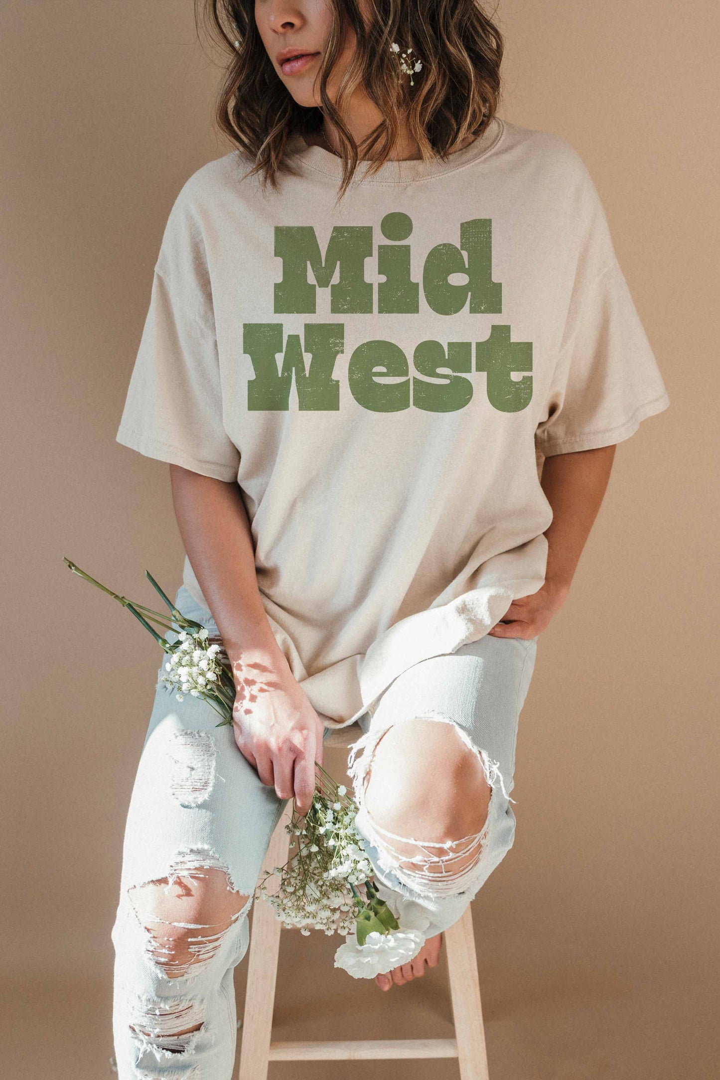 T-shirt oversize grafica “Mid West” in cotone