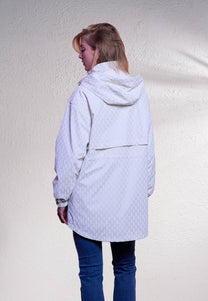 Parka lungo stampato con cappuccio rimovibile