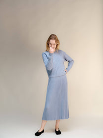 Maglione corto a trecce in misto cashmere girocollo