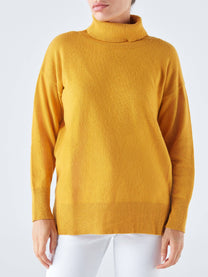 Maglione dolcevita con righe laterali