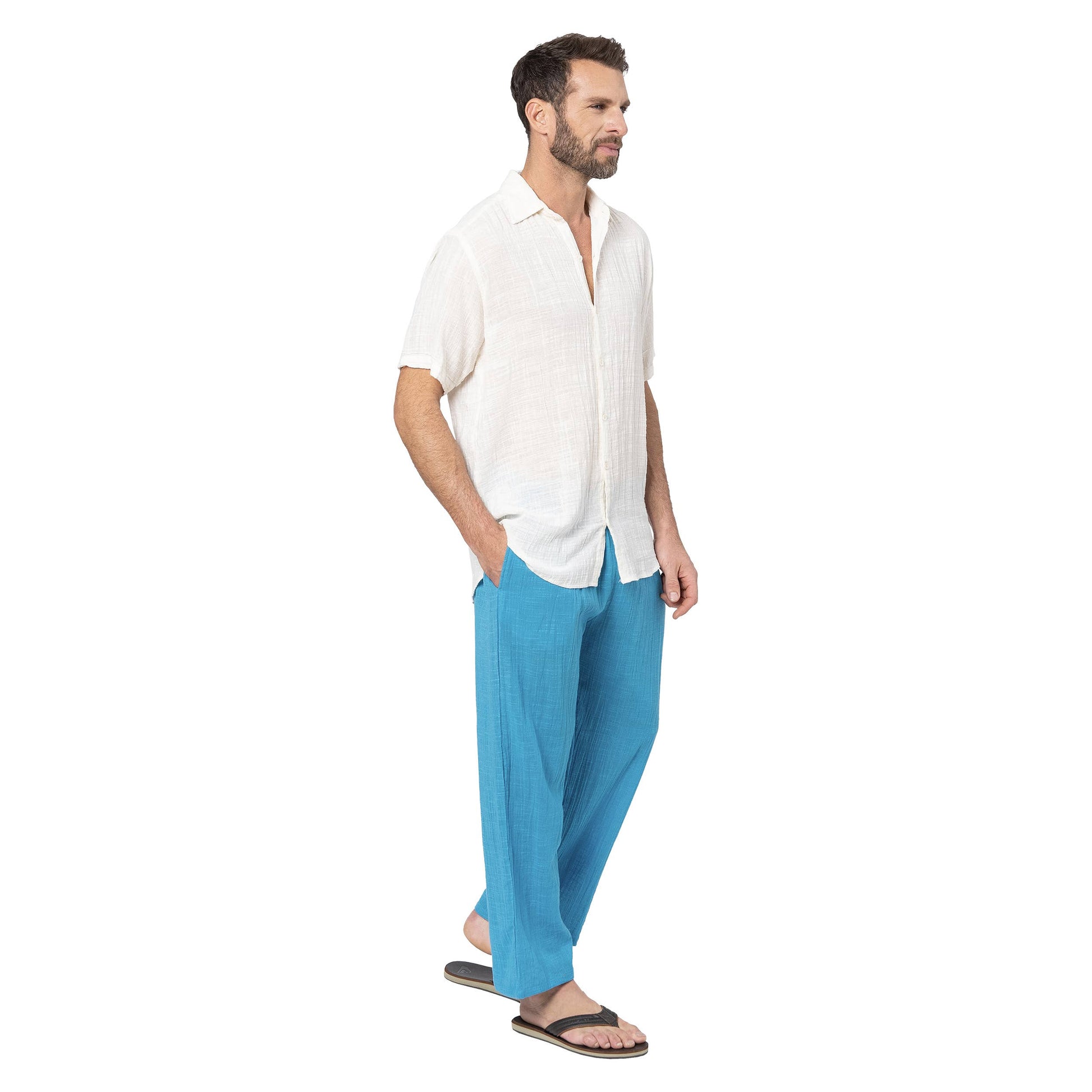 Pantaloni estivi lunghi in cotone blu