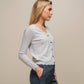 Cardigan in maglia con scollo a V smerlato