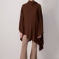 Top kimono oversize in viscosa con collo alto drappeggiato