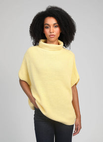 Maglione dolcevita oversize senza maniche giallo pulcino
