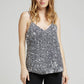 Top senza maniche Asturie marrone con pizzo