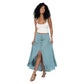 Gonna lunga estiva boho in cotone con vita arricciata e lacci