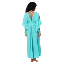 Abito lungo estivo boho in cotone turchese