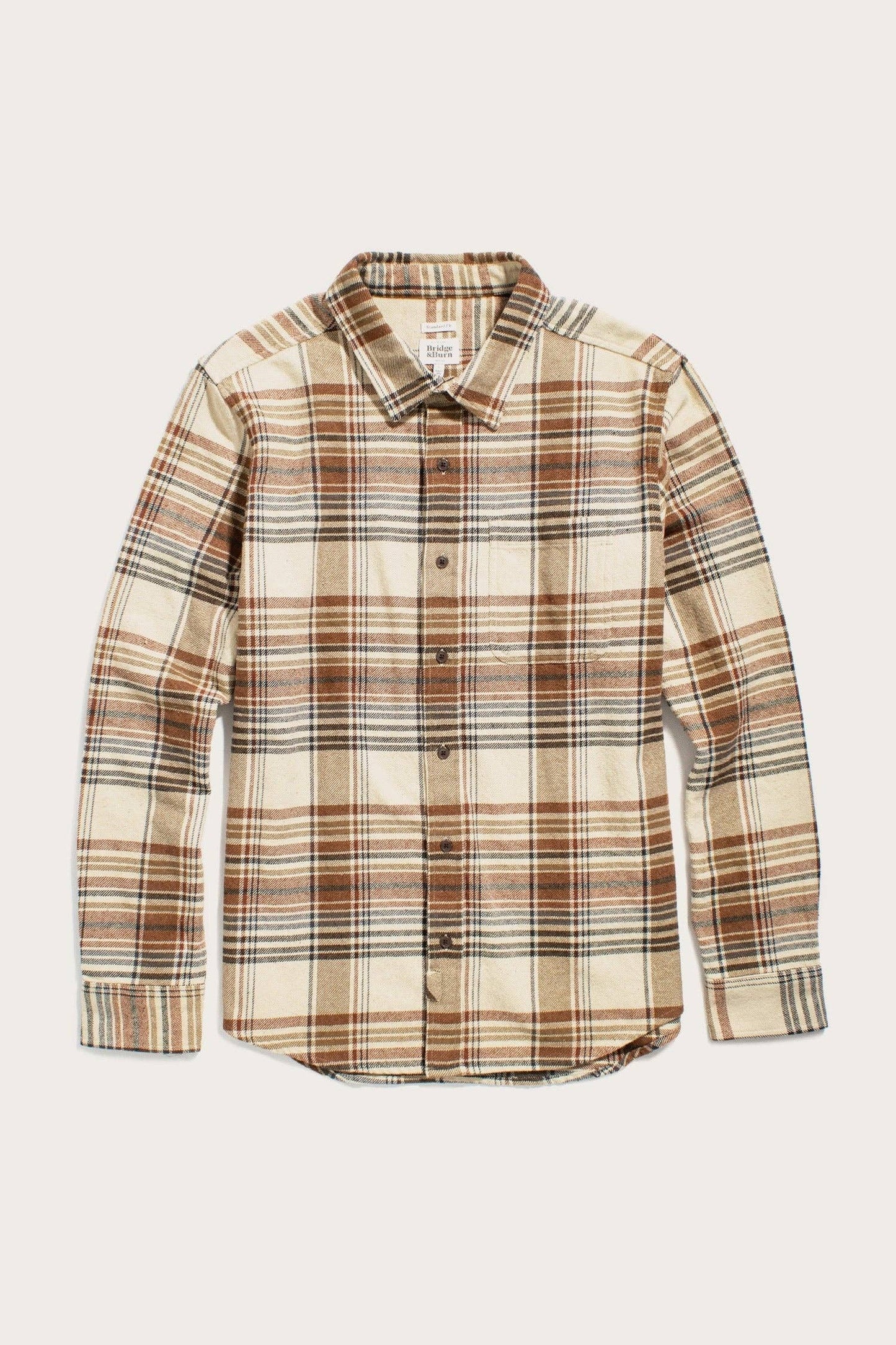 Camicia Larson in flanella a quadri color latte