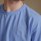 T-shirt oversize pesante in cotone organico blu Mediterraneo