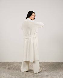 Maxi cardigan in misto cashmere con collo a scialle