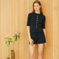 Cardigan a coste in cotone fine con maniche corte