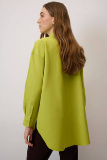 Camicia in popeline oversize verde lime