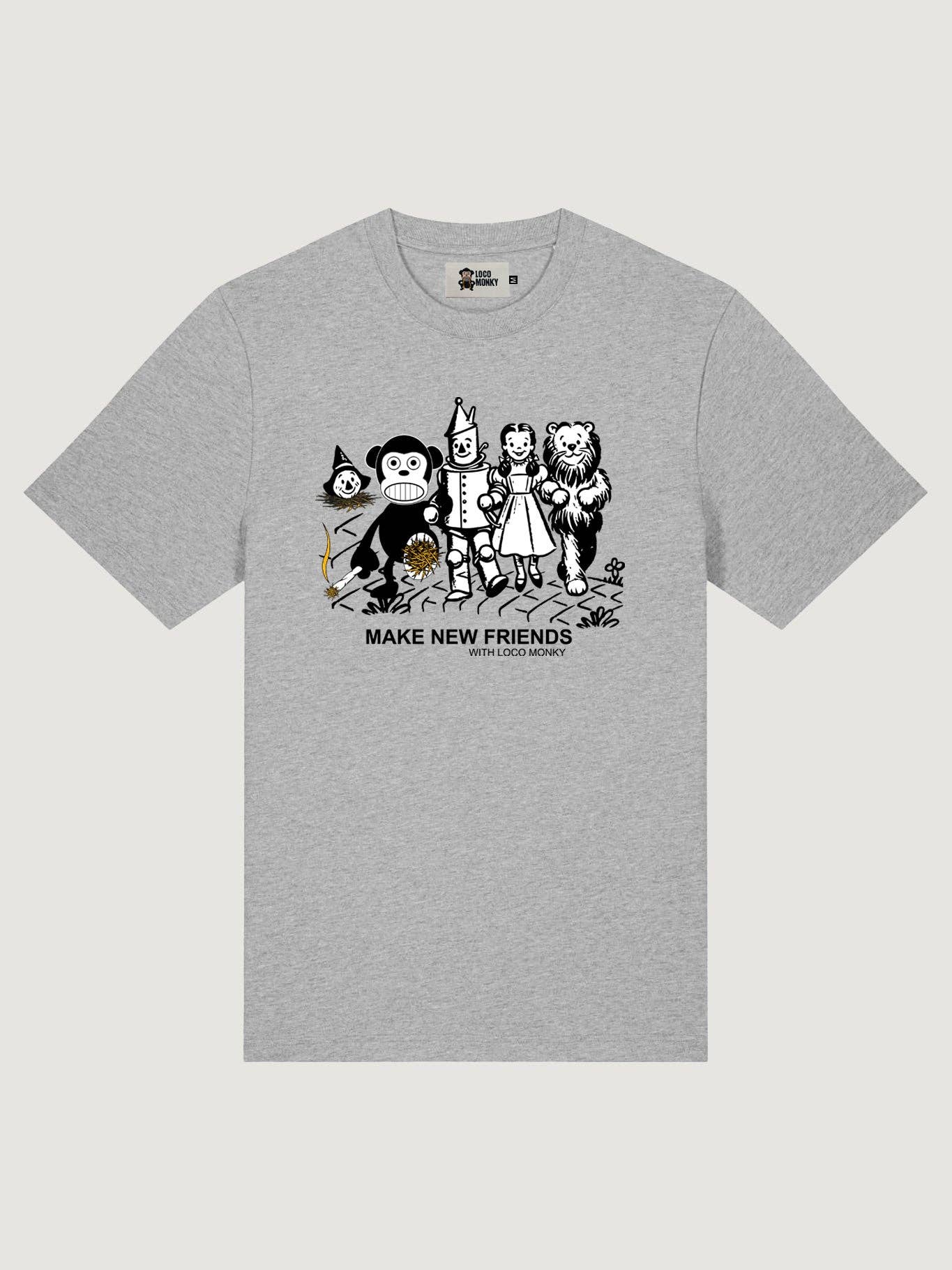 T-shirt Make New Friends in cotone grigio melange