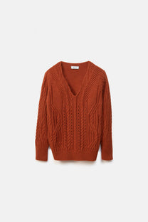 Maglione in maglia strutturata con scollo a V