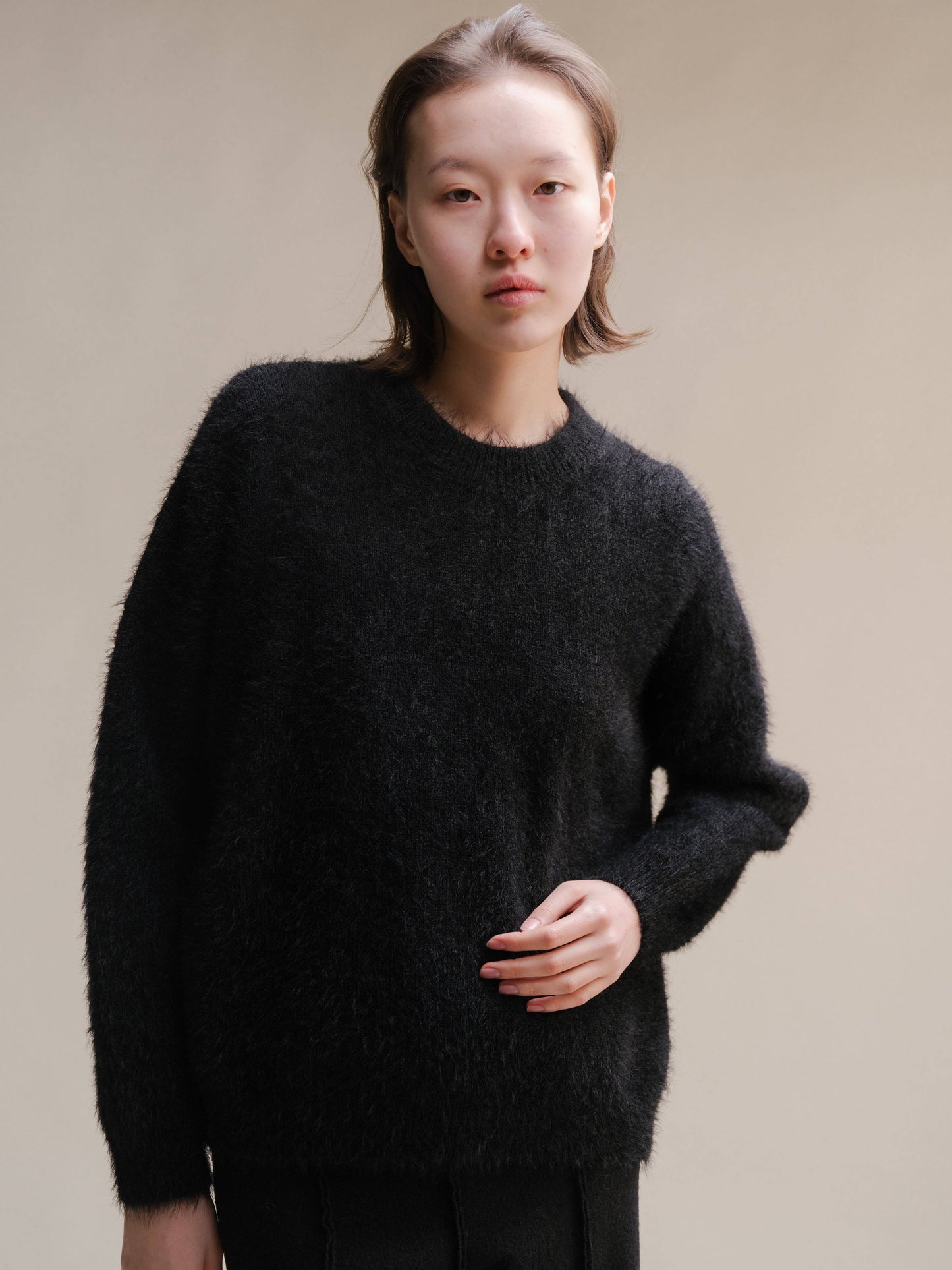 Maglione girocollo in misto baby alpaca