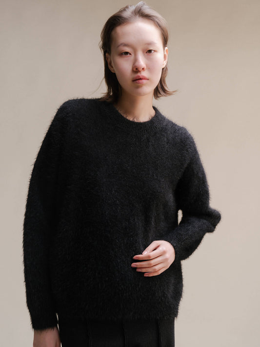 Maglione girocollo in misto baby alpaca