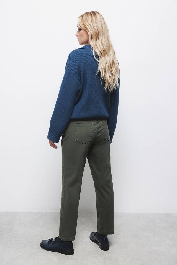 Pantaloni dritti in cotone stretch
