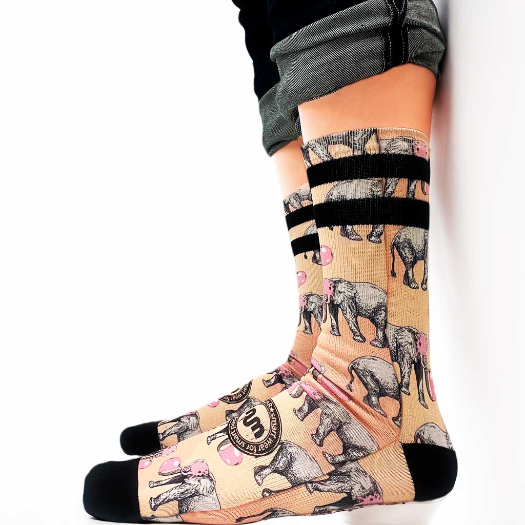 Calzini unisex con elefanti e bolle