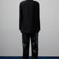 Tunica oversize nera con applicazione piumata multicolor
