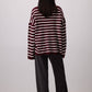 Maglione a righe bordeaux oversize
