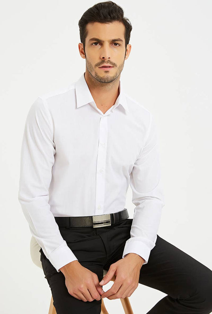 Camicia bianca slim fit con colletto francese