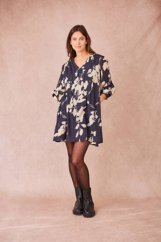 Abito fluido stampato Elisa in viscosa e Tencel