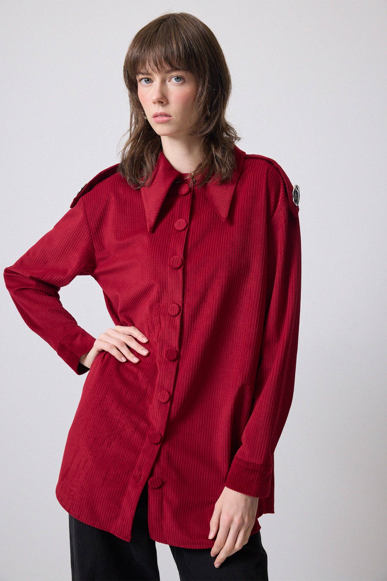 Camicia in velluto a coste con spalline