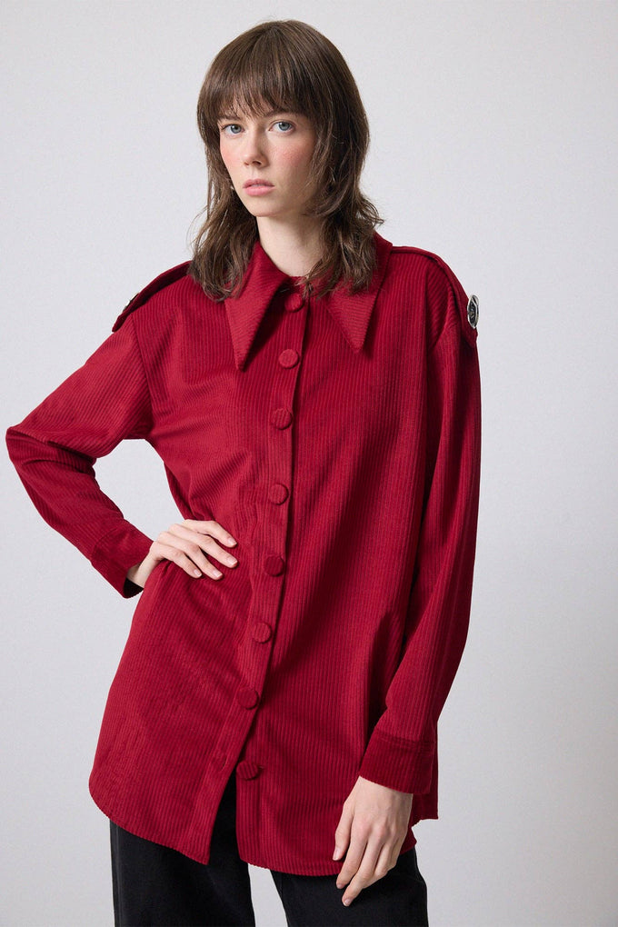 Camicia in velluto a coste con spalline
