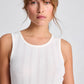 Top a costine in cotone biologico Alberte GOTS bianco sporco