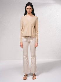 Maglione cache-cœur in maglia fine con perle