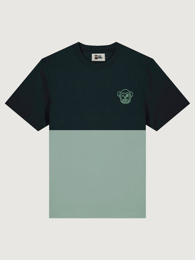 T-shirt unisex bicolor Loco Monky verde e nero