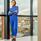 Pantaloni cigarette in viscosa blu