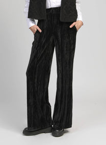 Pantaloni neri in velluto a vita alta Patrilou
