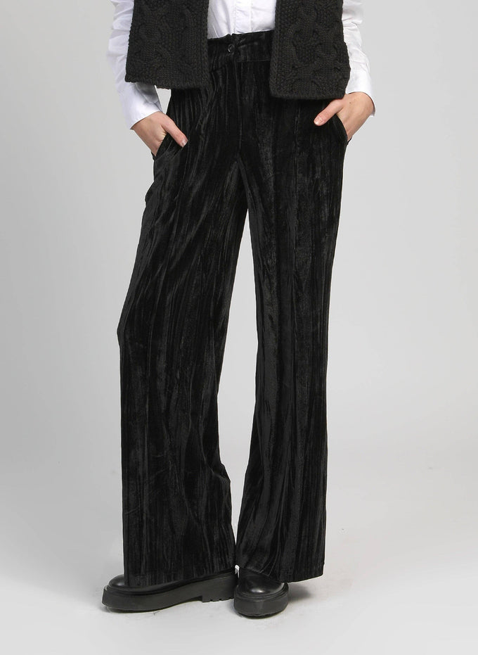 Pantaloni neri in velluto a vita alta Patrilou