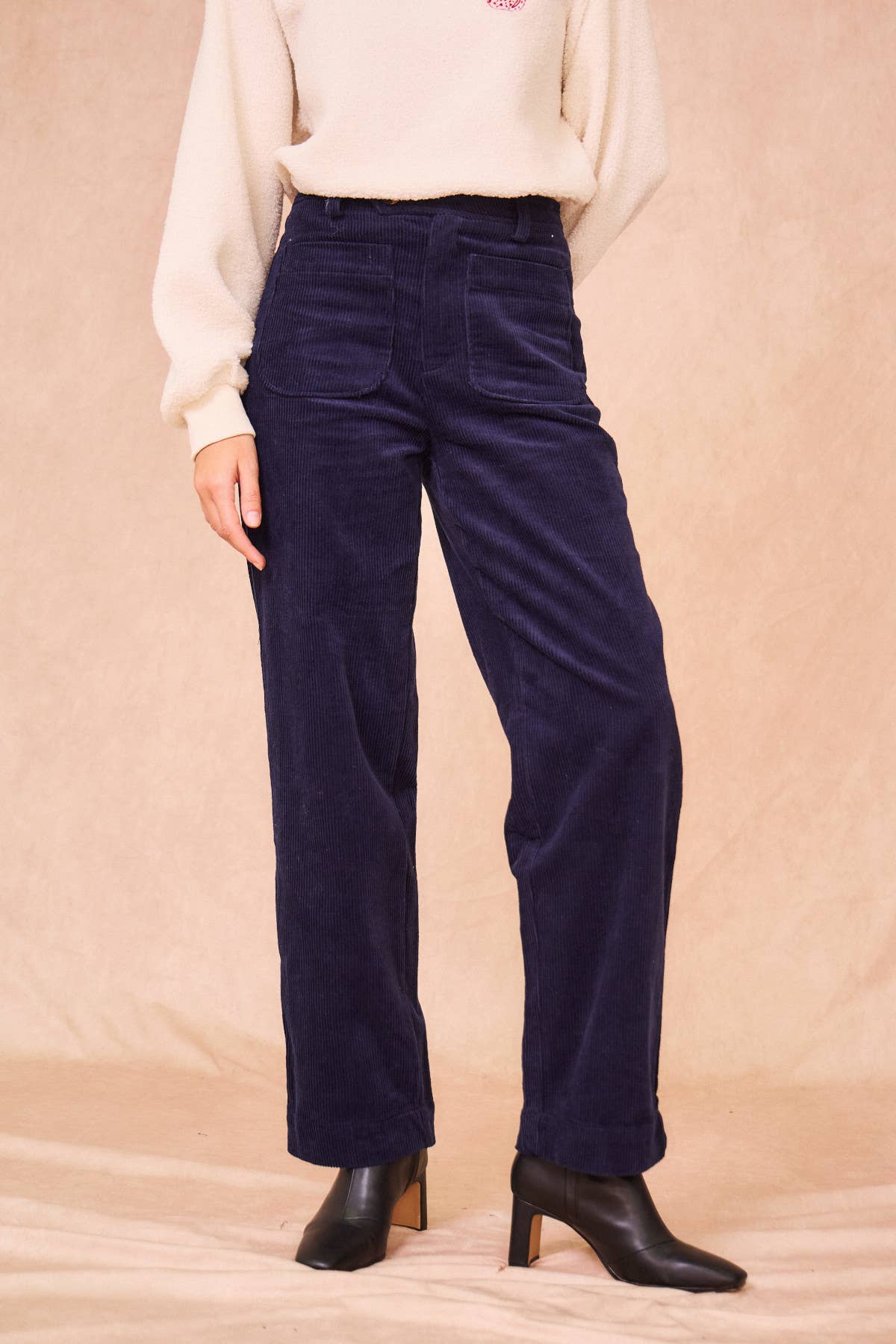 Pantaloni Parme in velluto a coste blu navy
