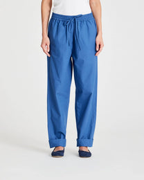 Pantaloni Astrid in popeline di cotone biologico azzurro