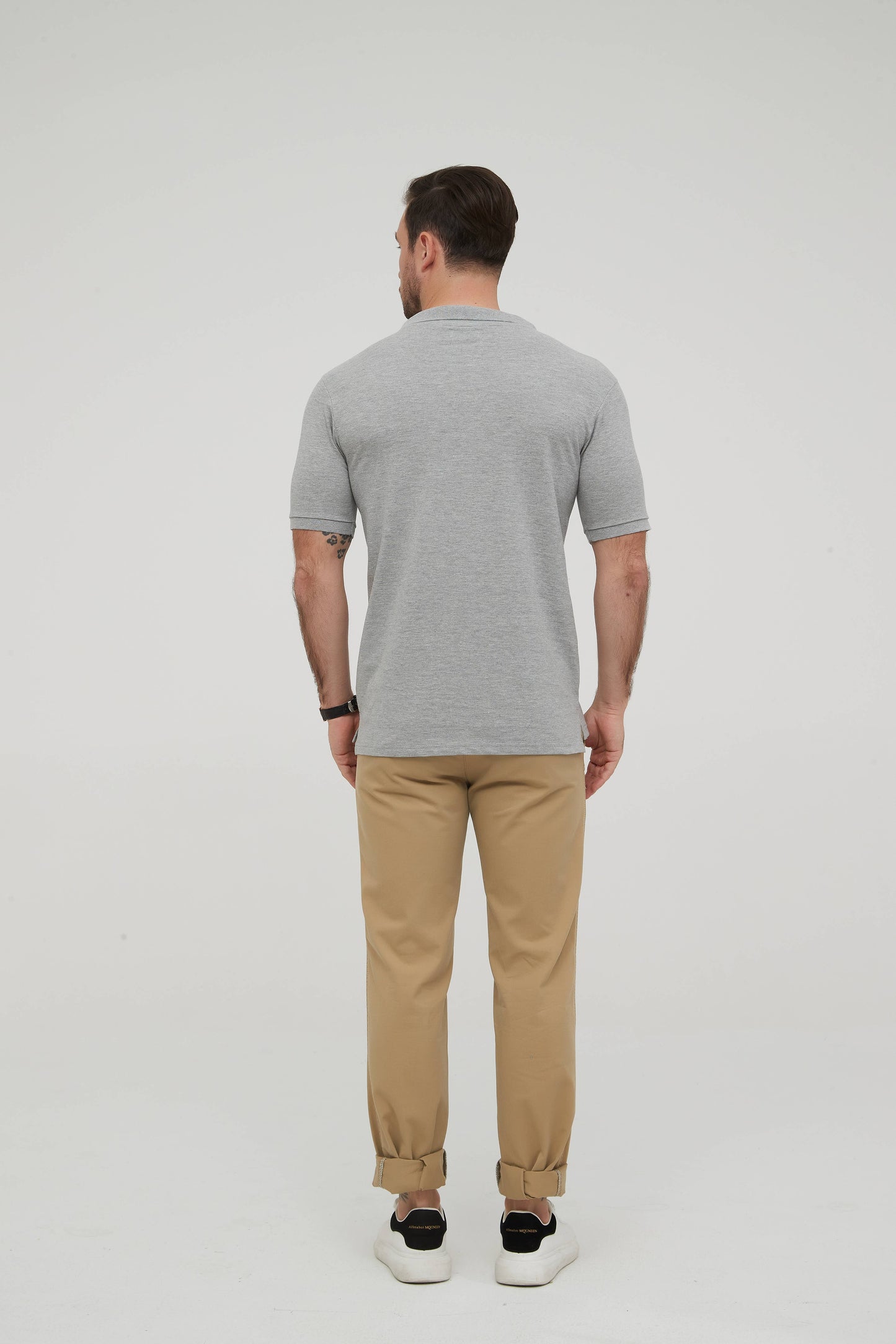 Polo grigia slim fit in cotone