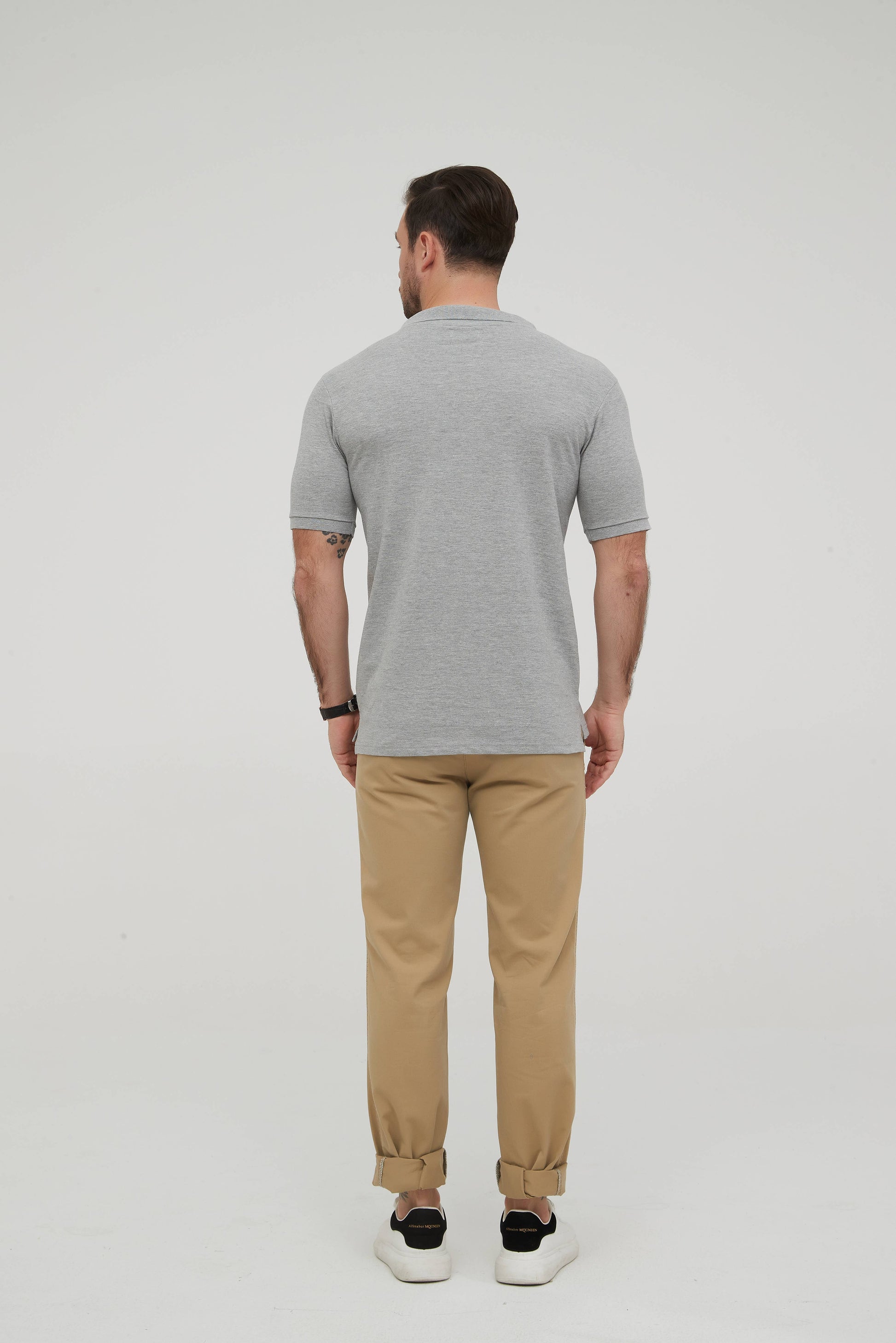 Polo grigia slim fit in cotone