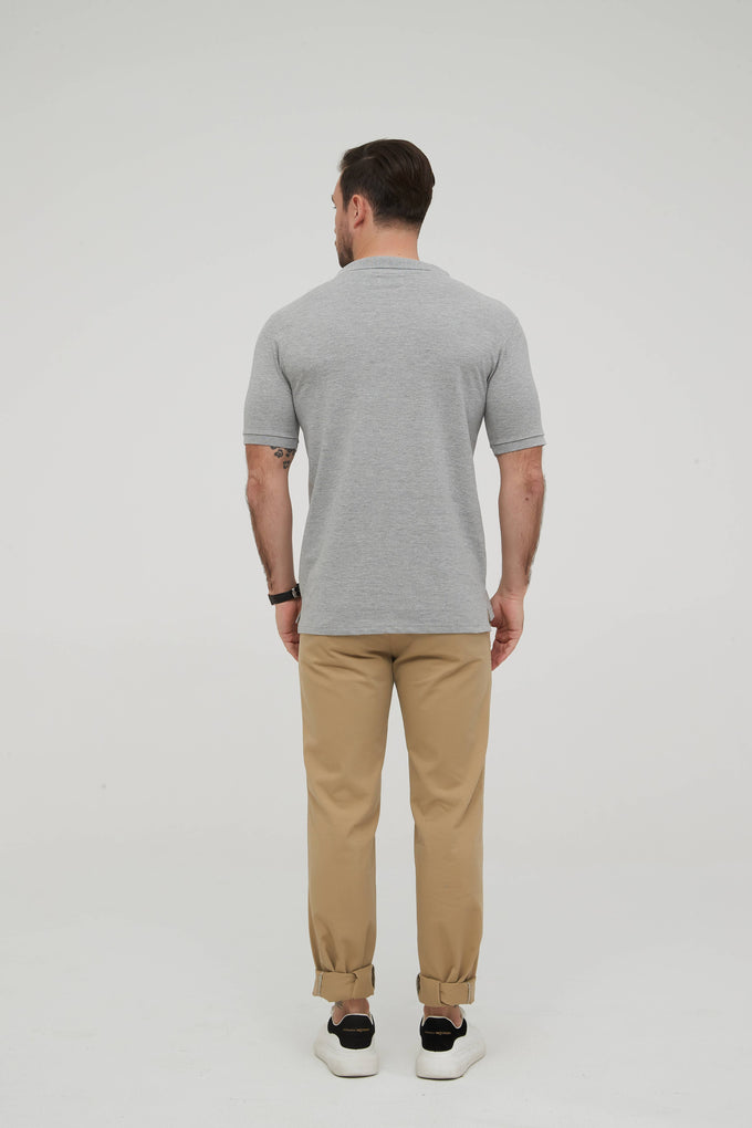 Polo grigia slim fit in cotone