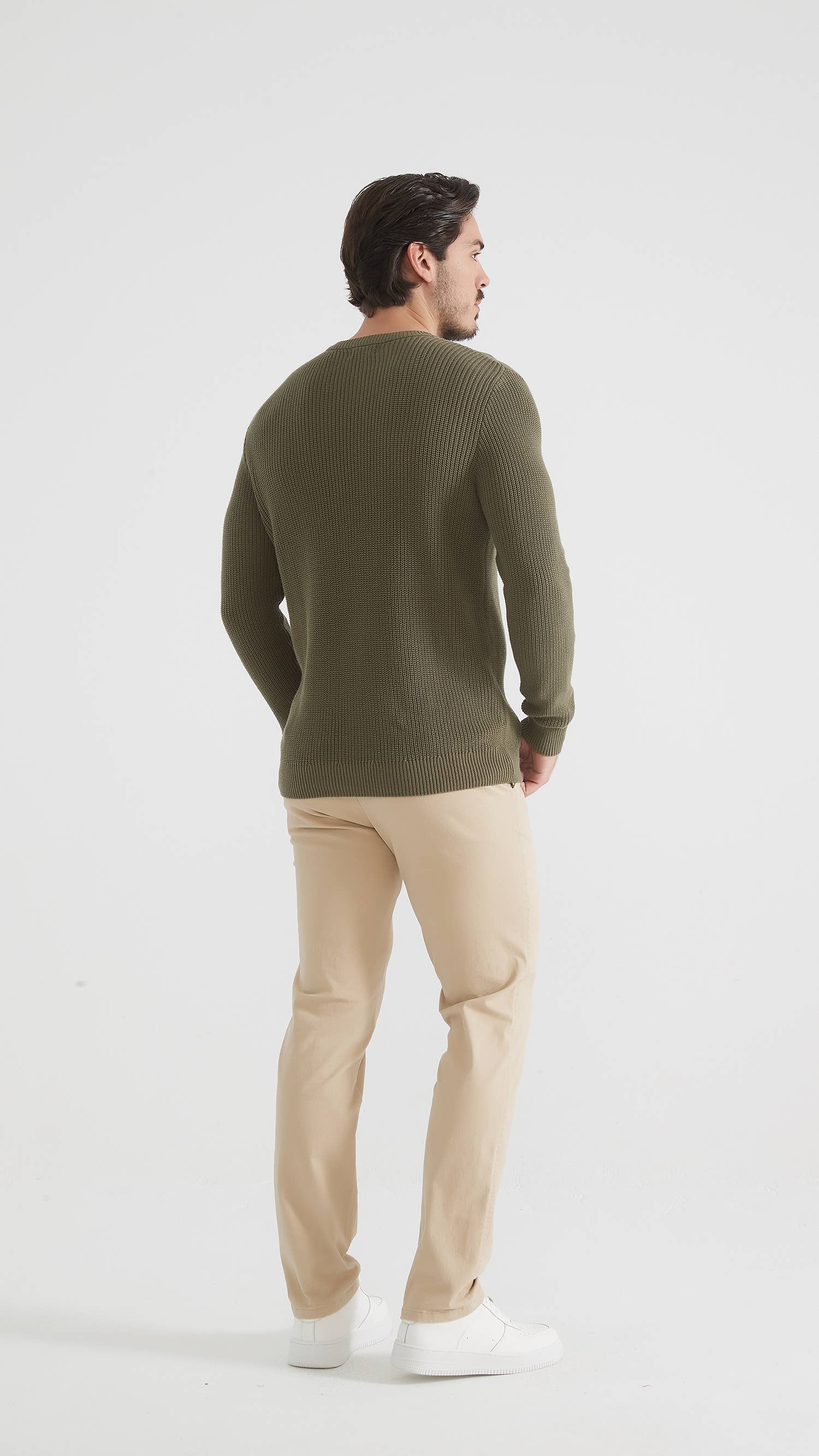 Maglione girocollo in cotone verde