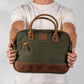 Borsa porta laptop khaki con zip arancione