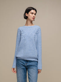 Maglione in maglia con applicazioni a foglia