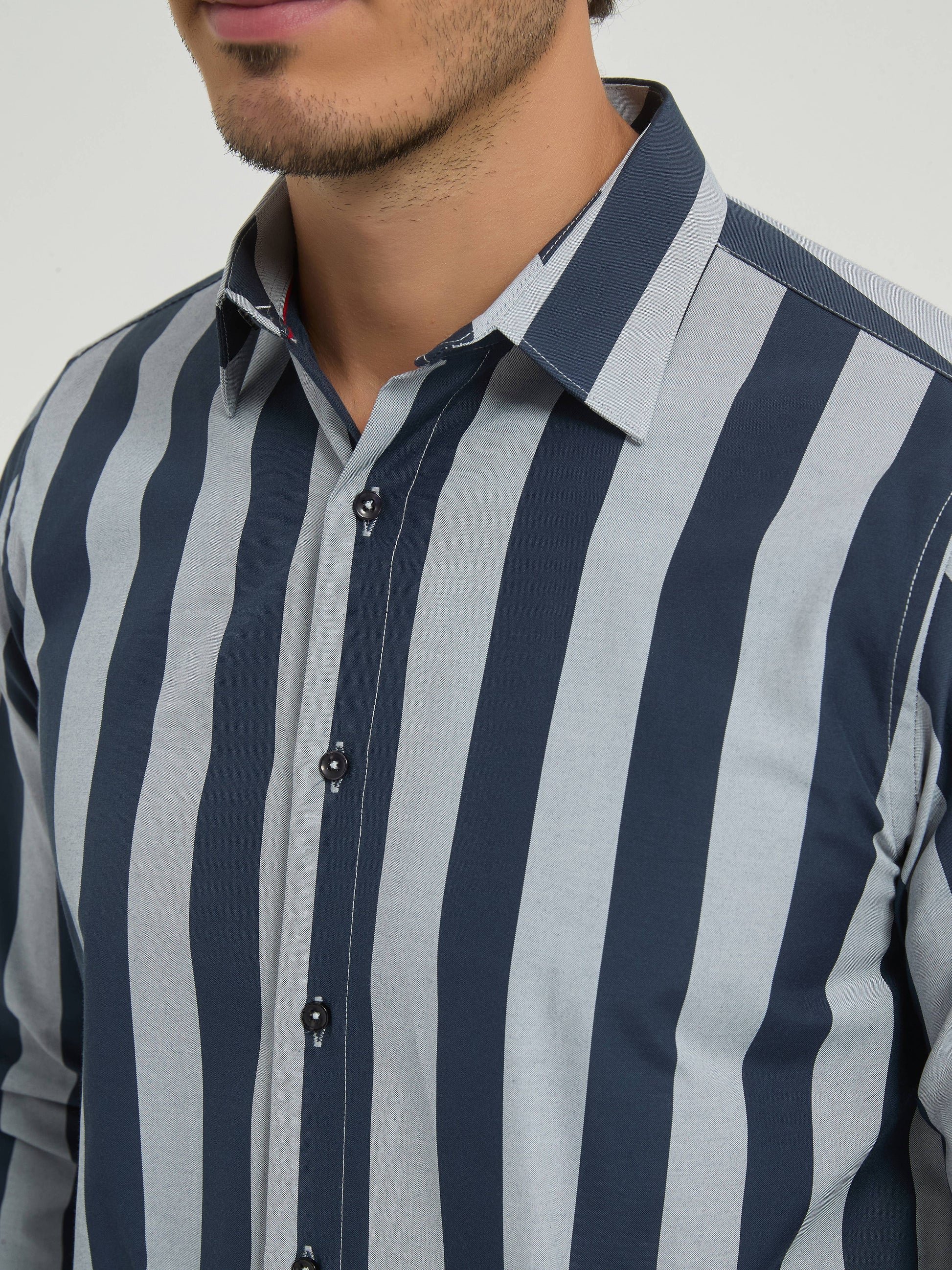 Camicia a righe comfort blu navy