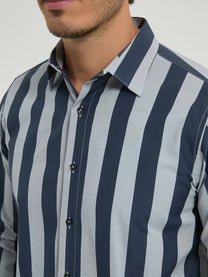 Camicia a righe comfort blu navy