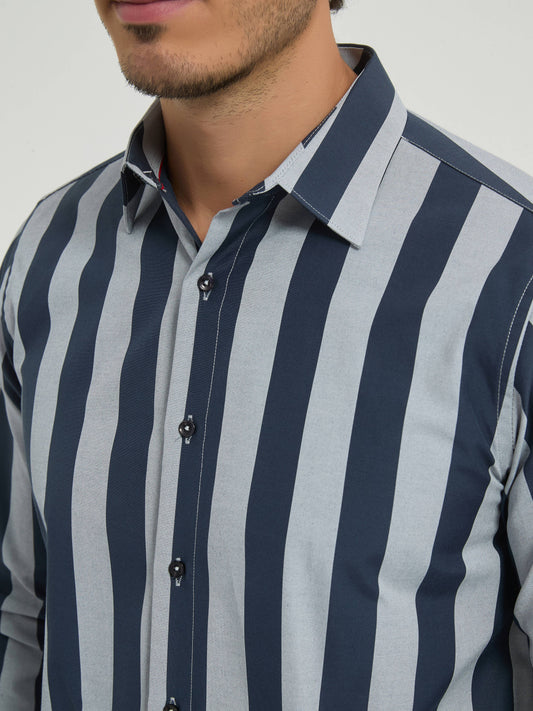 Camicia a righe comfort blu navy